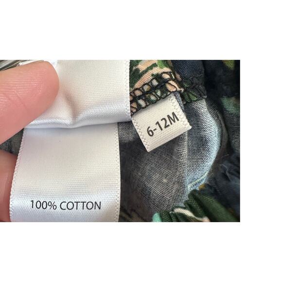 Cranky Peach Girls 6-12M Navy, Red, Green Floral Short Sleeve Cotton Onesie - Picture 9 of 10